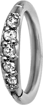 Produktbild von Karisma Hinged Piercing Ring Ohrring Nasenpiercing Edelstahl 316 L mit Kristall Elements Weiss 1,2mm - Weiss 1,2x6mm