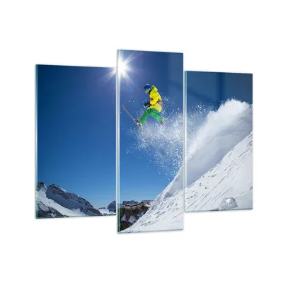 Produktbild von Bilder auf glas - Ski Winter Schnee Berg - 130x100cm - Glasbilder - Wandbilder - Kunstdruck - zum Aufhängen bereit - Wanddekoration aus Glas - Glas Bilder - Wandbild auf Glas - GCB130x100-2856