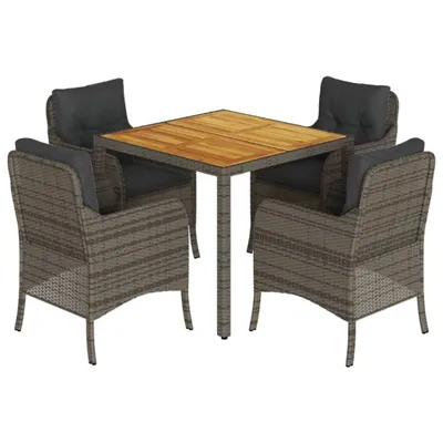 Image de salon de jardin 5 pièces avec coussins Gris Poly Rattan