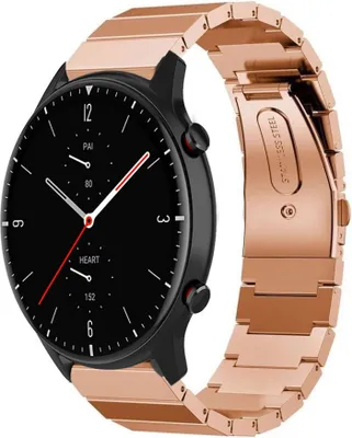 Produktbild von Strap-it Metallarmband - Kompatibel mit Amazfit GTR 2 Armband Ersatzarmband Edelstahl - Faltschließe - Hochwertiges Material - für Smartwatch 22mm Armband Rosa Gold