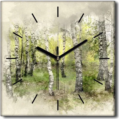 Produktbild von Coloray Uhr auf Leinwand 30x30 cm Wand Uhr Dekoration Wohnzimmer Segeltuch schwarze Hände -Birkengrave-Aquarelle.