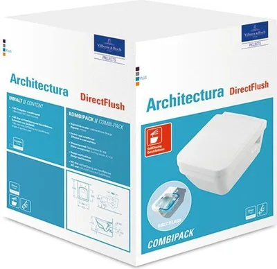 Produktbild von Villeroy & Boch Architectura Combi-Pack Tiefspül- WC DirectFlush, inklusive WC-Sitz, Weiß Alpin, 5685HRR1