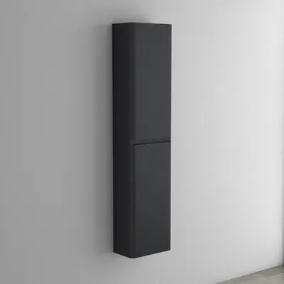 Produktbild von Mai & Mai Seitenschrank Badezimmerschrank mit 2 Türen und 4 Fächern BTH: 35x20x150 cm Hochschrank Badregal Allzweckschrank in Glänzend Schwarz Lucca