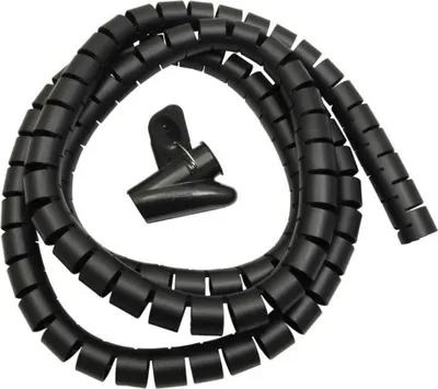 Produktbild von Flexible Kabelspirale Spiralband Kabelkanal Schlauch & Clip Schwarz 2m