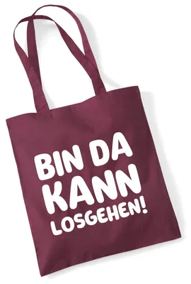 Produktbild von Huuraa Jutebeutel Bin da  kann losgehen 10 Liter Burgundy Baumwolle Tasche Geschenkidee