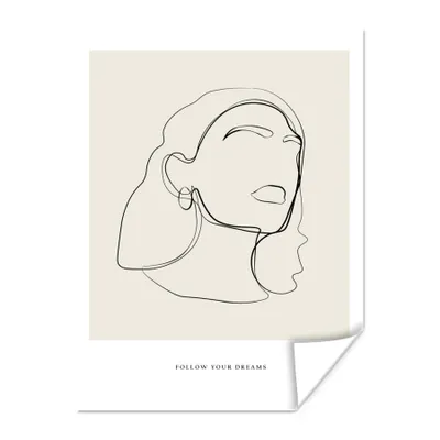 Produktbild von MuchoWow® Poster Frauen - Linienkunst - Text - Zitate 90x120 cm - Wohnzimmer