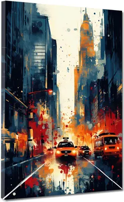 Produktbild von USA New York abstrakt Leinwandbild Wandbild Kunstdruck XL Wanddeko: 60x80x4cm