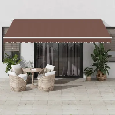 Productafbeelding van Maison Exclusive - Handbediende zonnescherm met LED-verlichting, bruin, 450x300 cm