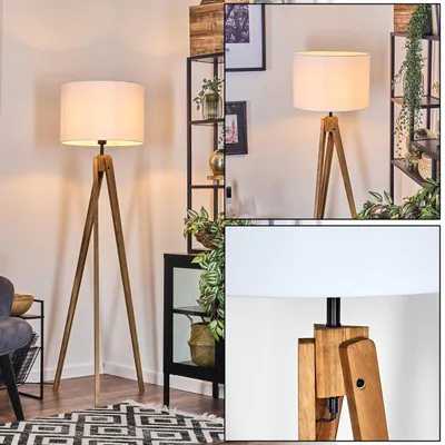 Produktbild von Schiavonea Stehlampe aus Holz/Metall/Stoff in Natur/Schwarz/Weiß