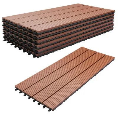 Produktbild von Noka - Außenboden mit Clip 90x30 cm 6 Fliesen 1,62 m2 für Garten, Patio, Terrasse aus WPC Oak