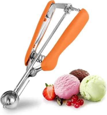 Produktbild von Edelstahl Eisportionierer 2,5cm Auslöser Griff Orange 1tsp