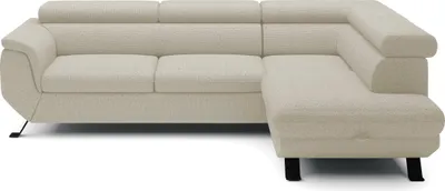 Zdjęcie produktu dla DomoHome ECKSOFA RAVEN L z funkcją spania i pojemnikiem na pościel, wolnostojąca, tapicerowana sofa z regulowanymi zagłówkami, 257x198x96 cm, prawa strona, kolor: beżowy