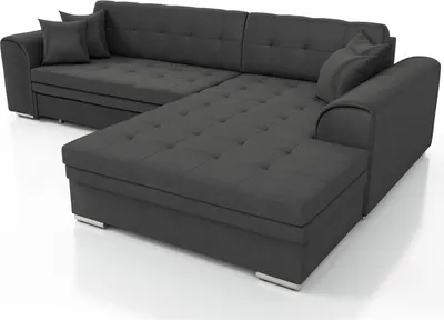Produktbild von Couchgarnitur SARRA Stoff Schwarz mit Schlaffunktion Ottomane Rechts