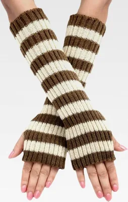 Produktbild von Gestreifte Armstulpen für Damen - Fingerlose Handstulpen im Y2K-Stil