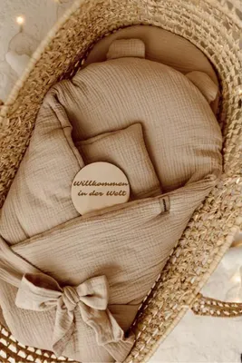 Produktbild von Muminky | Baby Einschlagdecke - 75x75 cm - Beige - Weich, Atmungsaktiv, Sicher