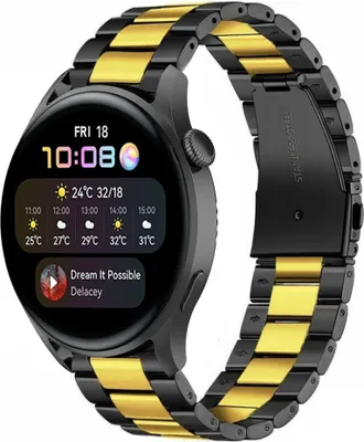 Produktbild von Strap-it Huawei Watch 3 (Pro) Stahlarmband (Schwarz/gold)