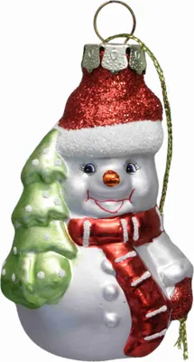 Produktbild von Christbaumschmuck Glas Figur 9cm Christbaumkugel Motiv Weihnachtskugel, Ausf:Schneemann