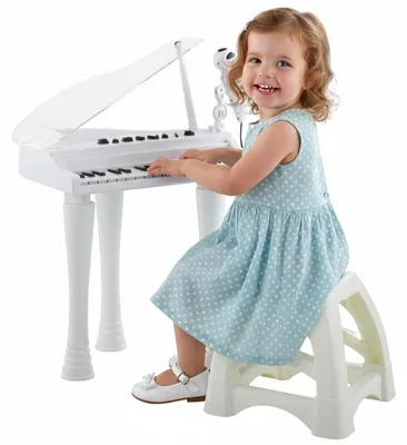 Produktbild von Kinderklavier Spielklavier Kinderpiano - 32 Tasten - Weiß - Mit Hocker und Mikrofon