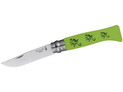 Image de Couteau Opinel Tour de France, acier Sandvik 12C27, inoxydable, manche en hêtre, laque maillot vert