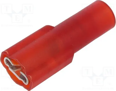 Image de 1 connecteur plat, 0,5 mm, connexion à sertir, 4,8 mm, femelle, rouge, 8291, connecteur isolé