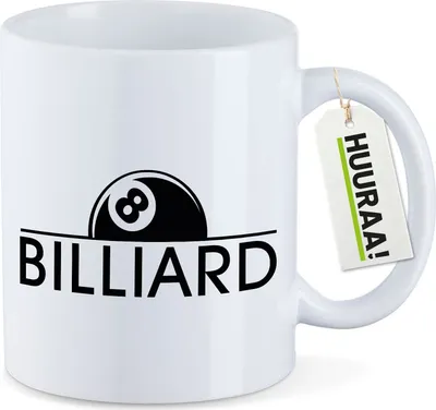 Produktbild von Huuraa Kaffeetasse Billard Snooker 330ml Weiß Keramik Kaffeebecher Geschenkidee