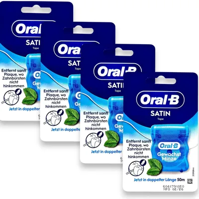 Produktbild von 4x Oral-B SatinTape Zahnseide gewachst Minze 4x 50m