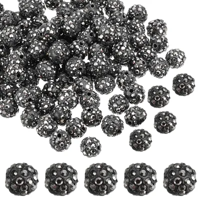 Strass-Kleikugeln 10 mm, 60 Stück, rund, Polymer-Ton, Kristall, DIY