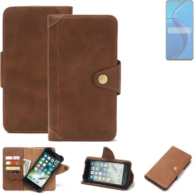 Produktbild von K-S-Trade Handyhülle kompatibel mit Realme 12 4G Schutz Hülle Walletcase Bookstyle Tasche Case Handytasche Wallet Flipcase Cover PolyurethanBraun (1x)