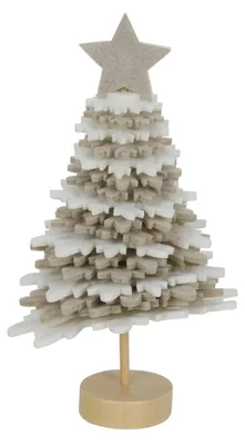 Zdjęcie produktu dla Figurka filcowa choinka 16cm beżowo-biała