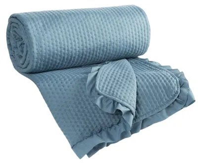 Produktbild von Eurofirany Tagesdecke Bettdecke Bettüberwurf 170 x 210 cm marineblau gesteppt mit Rüschen