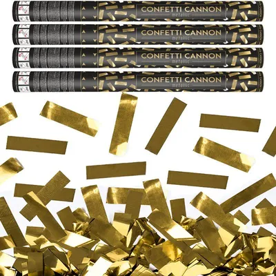 Produktbild von 4 Konfettikanonen gold metallic 60 cm