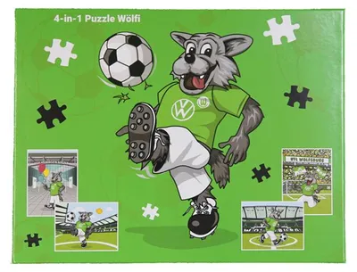 Produktbild von VfL Wolfsburg 4-in-1 Puzzle Wölfi