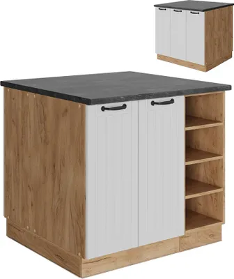 Produktbild von Kücheninsel Vicco Fame-Line Weiß Landhaus 90 cm mit Schublade, ohne Arbeitsplatte, Model 56768