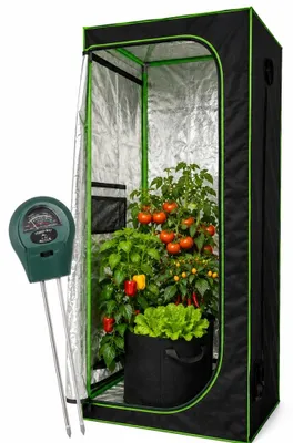 Obrázok produktu pre Mucola skleník vrátane merača vlhkosti 3 v 1 pre rastliny Growbox vnútorný pestovateľský stan pestovateľská skriňa - 60x60x220cm
