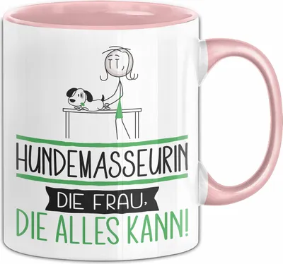 Produktbild von Hundemasseurin Geschenk Tasse Becher Die Frau Die Allen Kann Geschenkidee für eine Hundemasseurin Lustig (Rosa)
