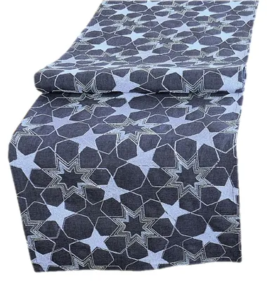 Produktbild von Tischwäsche mit Sternenstickerei 40 x 140 cm - dunkelgrau/silber