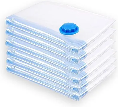 Image de Sacs de rangement sous vide - Lot de 6 - Extra grands, 100x80 cm - Sacs de rangement gain de place pour vêtements, linge de lit, couvertures et coussins - Fermeture sous vide avec aspirateur - Coffret XXL