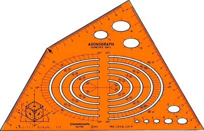 Produktbild von Standardgraph Schablone Axonograph Isometric Ellipsen: 4-105 mm, 30°/60°/90°