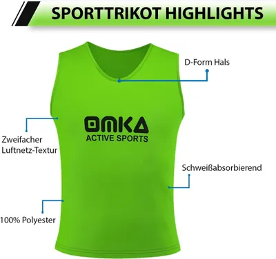 Produktbild von 6er Set OMKA Fußball Leibchen Lätzchen Trainingsleibchen Markierungshemd Fußballleibchen für Kinder Jugend und Erwachsene, Farbe:Grün, Bibs:Senior (L)