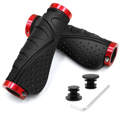 Produktbild von REETEE Fahrradgriffe Rutschfester Lenkergriffe Fahrrad Ergonomisch MTB Griffe, Zwei Seiten Lock-On Design Fahrrad Lenker Griffe für 22,2 mm, Mountainbike, Rennrad Lenker (Schwarz Rot)