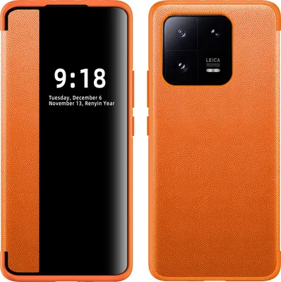 Produktbild von Xiaomi 13 Pro Hülle, Schlank Kunstleder Klapp Ledertasche Schutzhülle für Xiaomi 13 Pro Orange