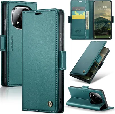 Obrázek produktu pro Pouzdro pro Xiaomi Redmi Note 14 Pro/Note 14 Pro+ 5G, RFID Blokování Karet, Pokročilé Flip Kožené Pouzdro s Funkcí Stojánku zelené