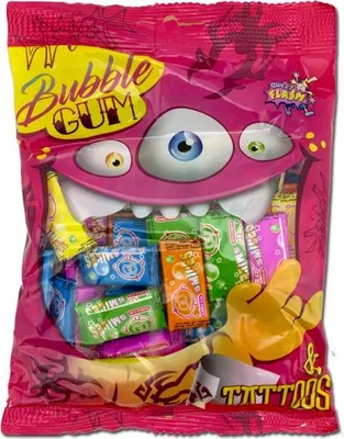 Produktbild von Bubble Gum & Tattoos 125g einzeln verpackte Kaugummis mit Tattoo-Sticker