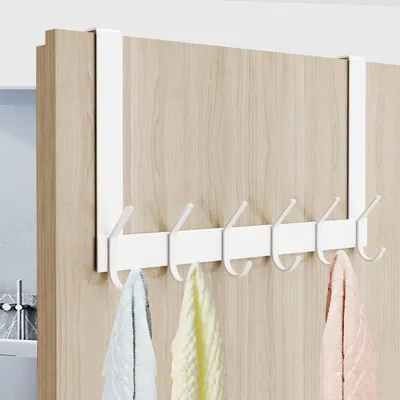 Produktbild von Türgarderobe mit 12 Haken - Weiß - Edelstahl - Küche Badezimmer - 21 cm