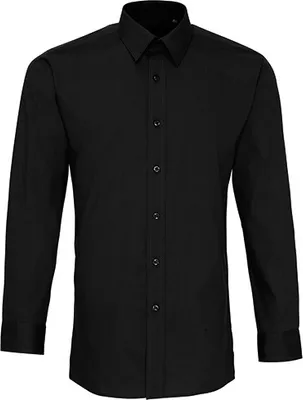Produktbild von Premier Workwear Herren langarm Fitted Poplin Shirt Hemd PR204 black 42 (16H)