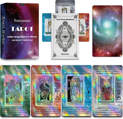 Productafbeelding van Holografische Tarot voor beginners met betekenissen erop - Gids - Trefwoorden - Element - Planeet - Dierenriem - Chakra