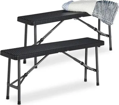 Image de Banc à bière noir, lot de 2