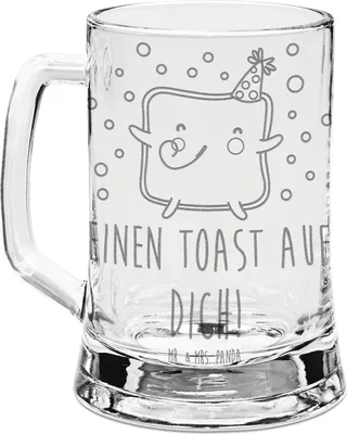 Produktbild von Mr. & Mrs. Panda Krug Toast Party - Transparent - Geschenk, Glaskrug, Freund, Seidel, Valentinstag, für Männer, Hochzeitstag, Frauen, Humpen, Bierkrug Mit Gravur