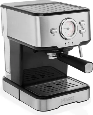 Produktbild von Princess 01.249415.01.001 Espresso und ESE-Adapter - Espressomaschine - 1,5 l - Kaffeekapsel - Kaffeepad - Gemahlener Kaffee - 1100 W - Schwarz - Edelstahl