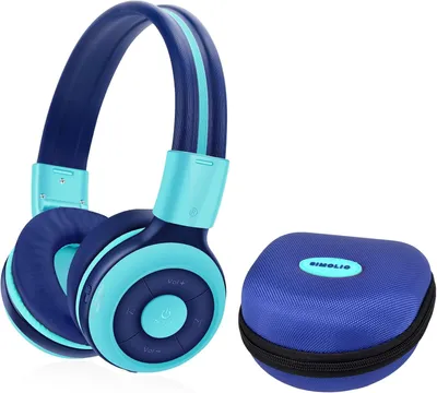 Image de Casque sans fil pliable pour enfants avec volume limité, Casque Bluetooth avec étui rigide, Casque sans fil avec Bluetooth et câble MInt